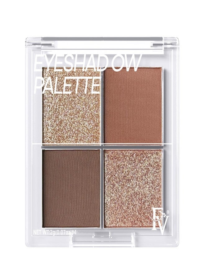 FV لوحة ظلال العيون بتشطيب طبيعي FV، 4 درجات غير لامعة ومعدنية عالية الصبغة، لوحة مكياج ظلال العيون طويلة الأمد، مقاومة للتجاعيد، مكياج عيون قابل للدمج (بني داكن) - Image 1