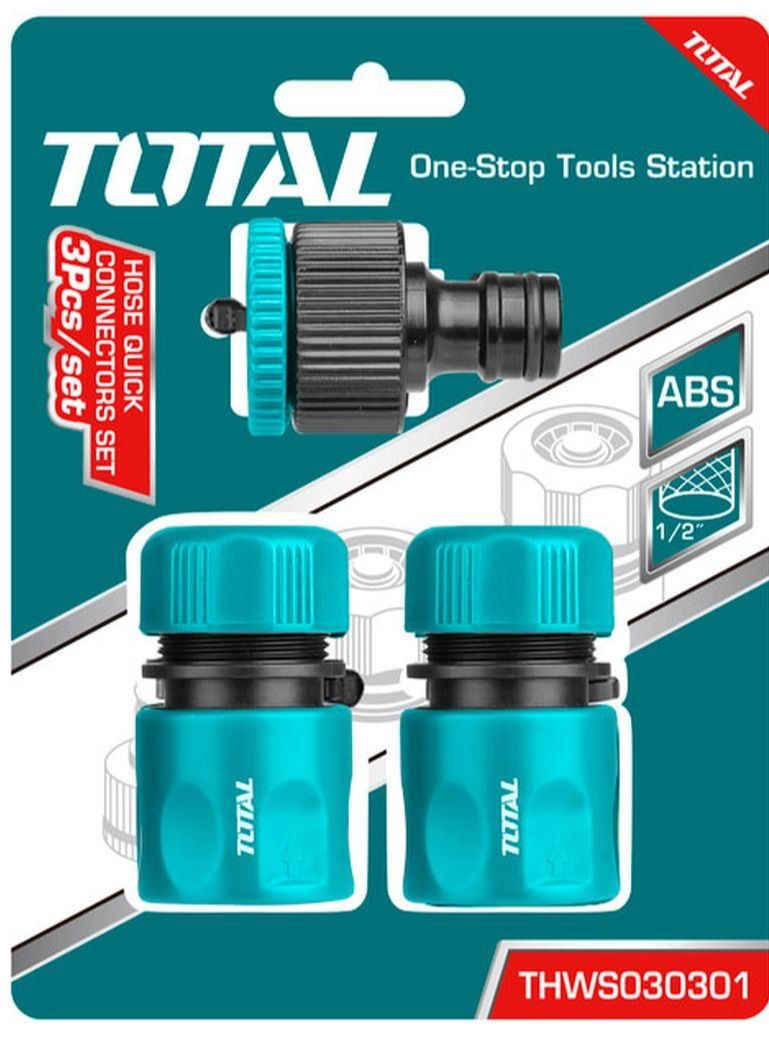 توتال TOTAL مجموعة 3 قطع خرطوم موصلات سريعة 1/2 THWS030301 - Image 4