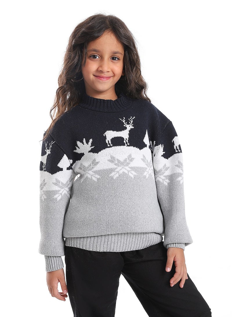 Caesar Girls Wool Pullover With Mutlicolour Design  - Image 1