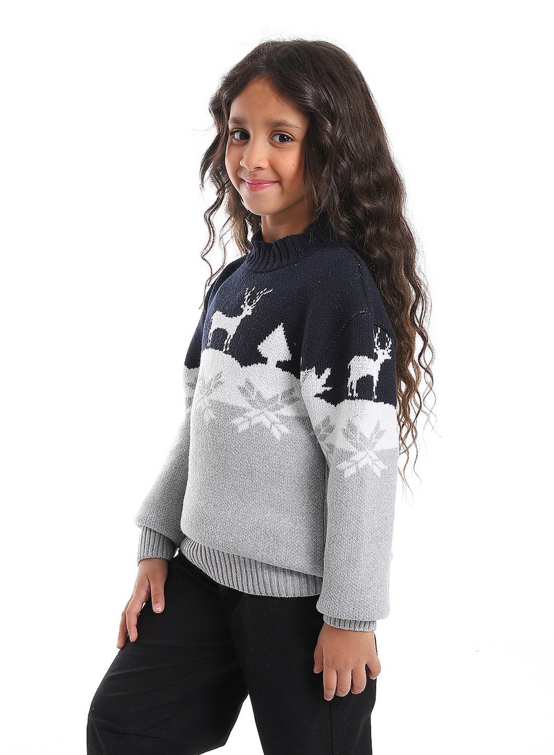 Caesar Girls Wool Pullover With Mutlicolour Design  - Image 4