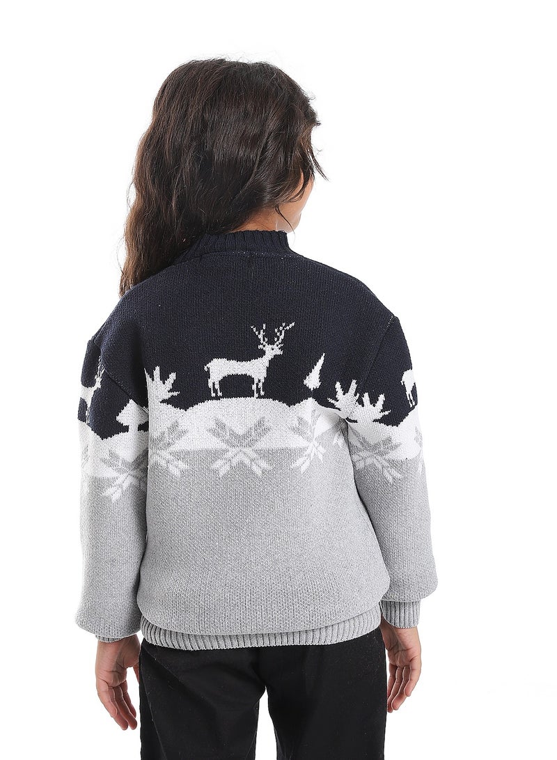 Caesar Girls Wool Pullover With Mutlicolour Design  - Image 2