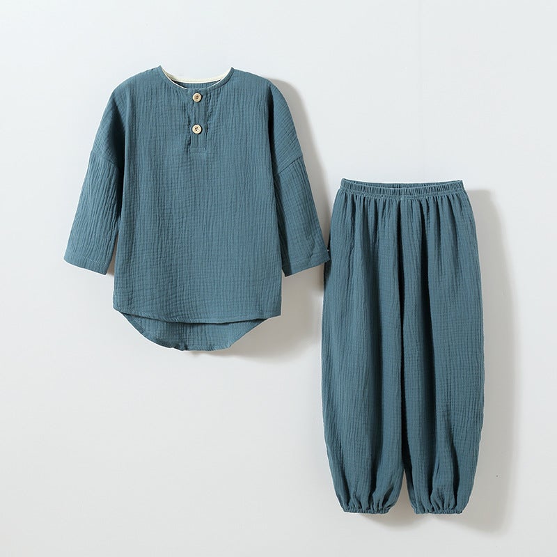 Baby''s Long Sleeve suit Cotton Gauze Thin Boys and Girls Baby''s Spring and Autumn Children''s Clothes Children''s Trousers Breathable - Image 1