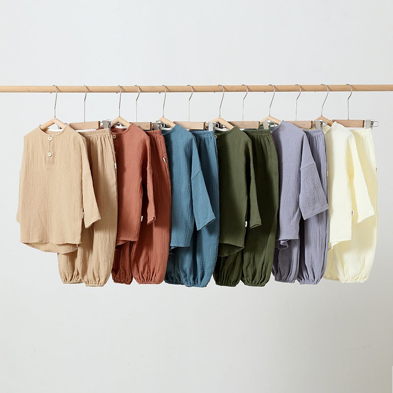 Baby''s Long Sleeve suit Cotton Gauze Thin Boys and Girls Baby''s Spring and Autumn Children''s Clothes Children''s Trousers Breathable - Image 5