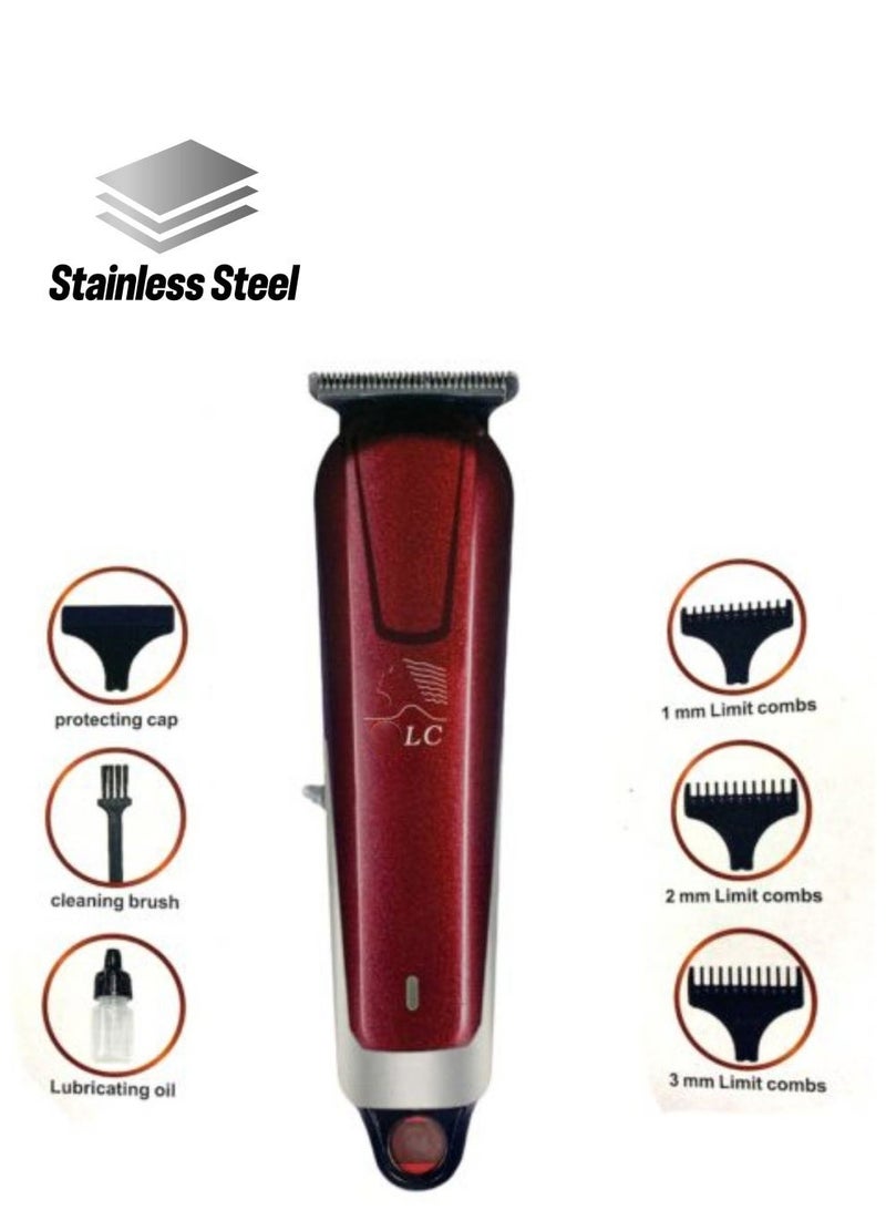 ال سي ماكينة تشذيب شعر كهربائية بشفرة ستانلس ستيل – ماكينة حلاقة وتشذيب لاسلكية مع أمشاط تحديد - Image 2