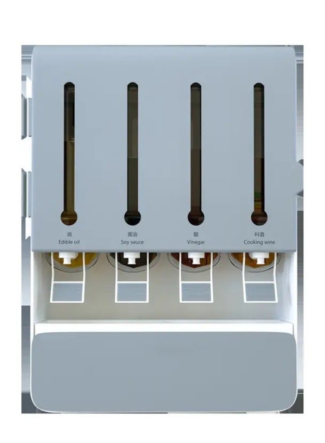 شي ون منظم وموزع زيوت رف مطبخ مثبت على الحائط ، صندوق تخزين بهارات متعدد الوظائف بدون ثقب صندوق توابل ، سعة عالية - Image 2