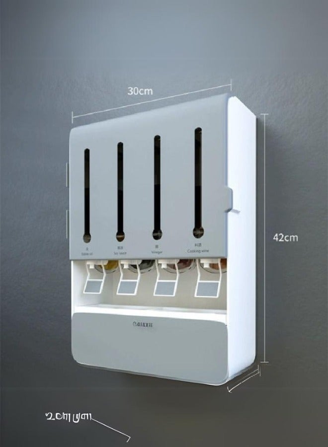 شي ون منظم وموزع زيوت رف مطبخ مثبت على الحائط ، صندوق تخزين بهارات متعدد الوظائف بدون ثقب صندوق توابل ، سعة عالية - Image 3