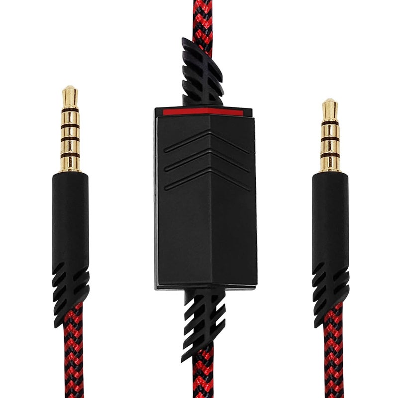 Knomix Replacement Nylon Braided Audio Cord Cable for Astro A40 A50 Headset with Inline Mute Button Audio Cable for Astro A10/A40/A40TR Gaming Headset,Compatible with PS5/PS4 Controller- Red Braided - Image 1