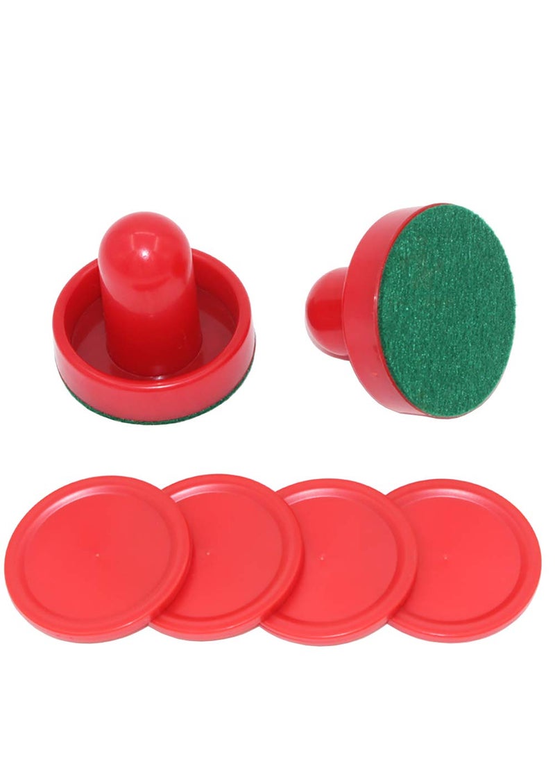 ccHuDE ccHuDE 2 Pcs Red Air Hockey Pushers and Air Hockey Pucks Great Goal Handles Paddles Replacement Accessories for Game Tables 