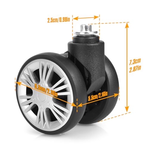 Volein 2-Pcs Luggage Wheel Replacement, Suitcase Wheels Plastic for DIY Repair, Spinner Wheels Mute 360 Degree Rotation, LN52, Grey - Image 2