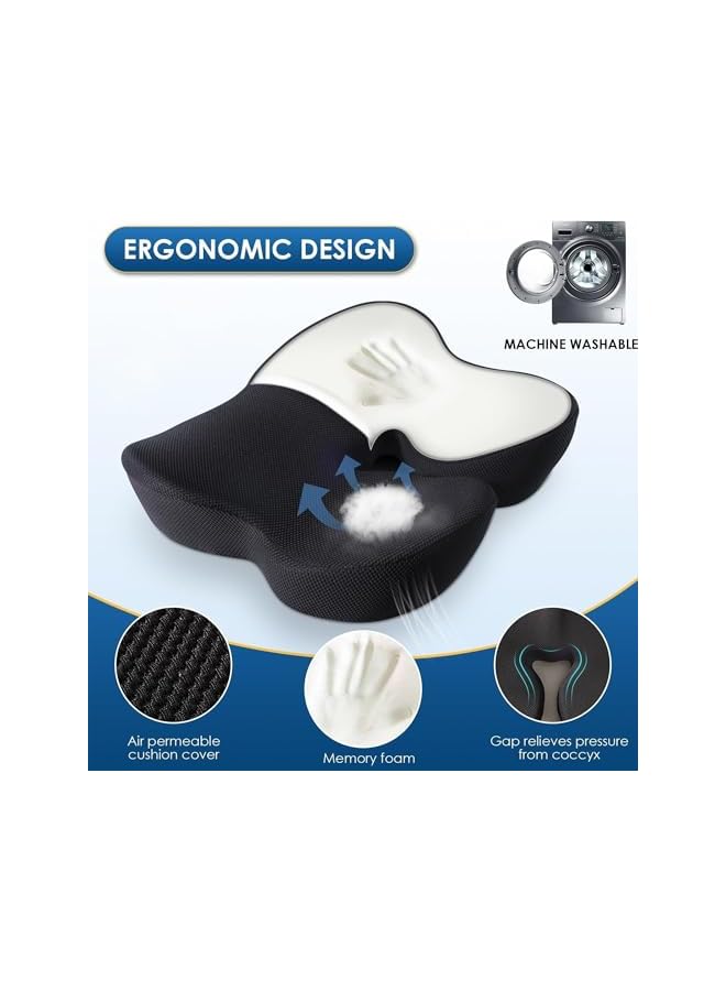 Seat Cushion for Office Chair – Chair Cushion Slow Rebound Memory Foam, Long Sitting Comfort with Pain Relief for Back, Coccyx & Tailbone, Ideal for Gaming and Car Seats, Black - Image 3