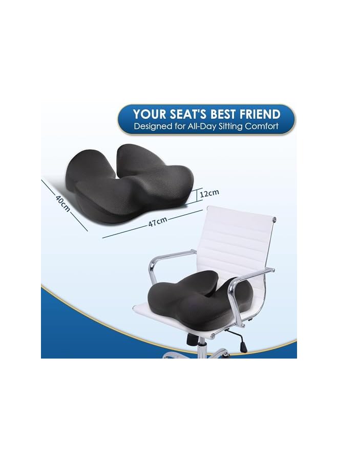 Seat Cushion for Office Chair – Chair Cushion Slow Rebound Memory Foam, Long Sitting Comfort with Pain Relief for Back, Coccyx & Tailbone, Ideal for Gaming and Car Seats, Black - Image 4