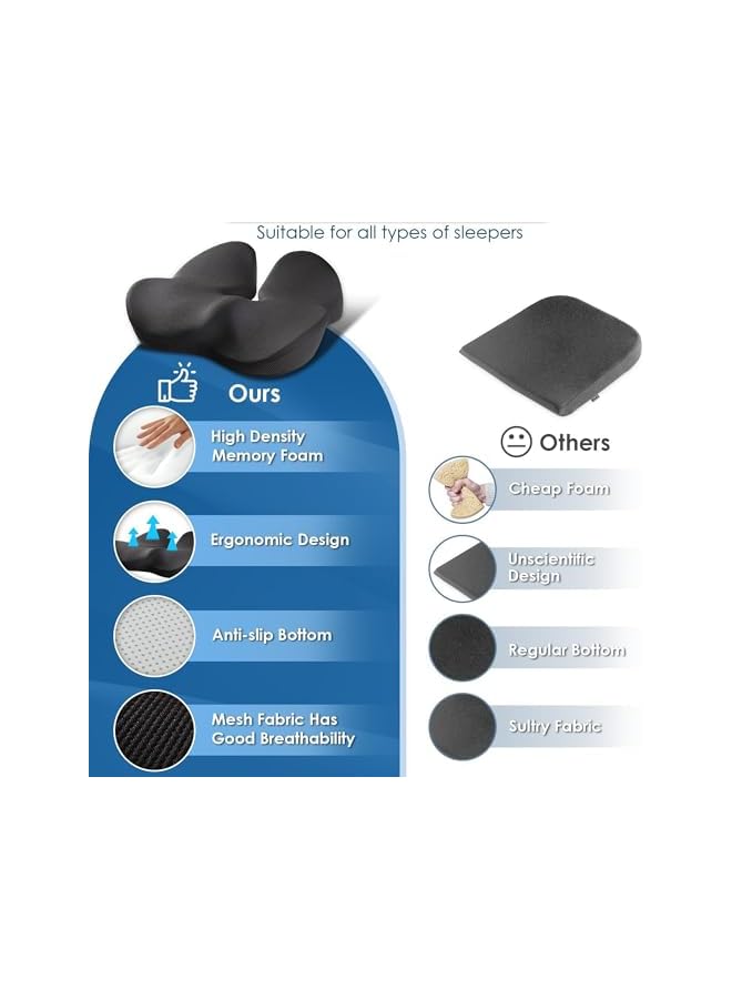 Seat Cushion for Office Chair – Chair Cushion Slow Rebound Memory Foam, Long Sitting Comfort with Pain Relief for Back, Coccyx & Tailbone, Ideal for Gaming and Car Seats, Black - Image 2