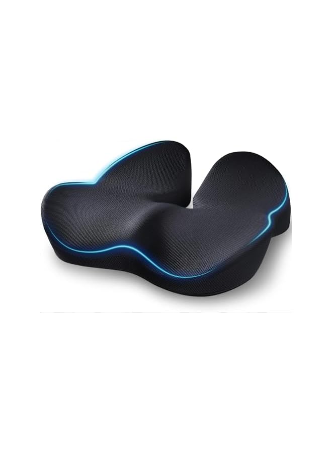 Seat Cushion for Office Chair – Chair Cushion Slow Rebound Memory Foam, Long Sitting Comfort with Pain Relief for Back, Coccyx & Tailbone, Ideal for Gaming and Car Seats, Black - Image 1