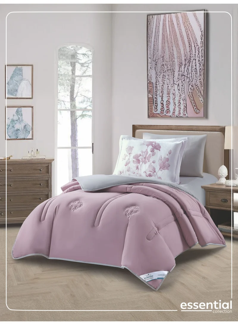 دوناتيلا طقم لحاف 4 قطع مقاس واحد مطبوع سرير قابل للعكس مقاس 120 * 200 سم مع حشوة بديلة لأسفل (350 جرام لكل متر مربع) ، رمادي