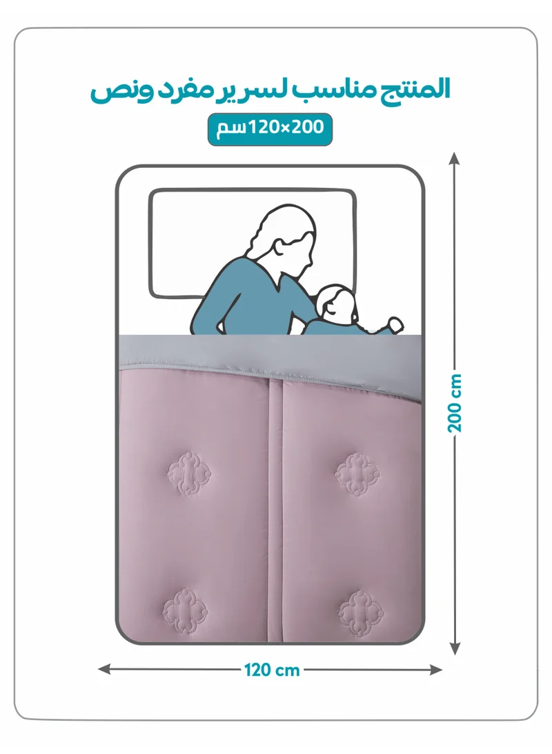 Donetella Bedding Comforter Set, Single Size Fits 120x200 cm - 4-Pcs Digital Print Quilted Bed Set, Microfiber Fabric - 1 Comforter, 1 Fitted Sheet, 1 Pillowcase And  1 Pillow Sham