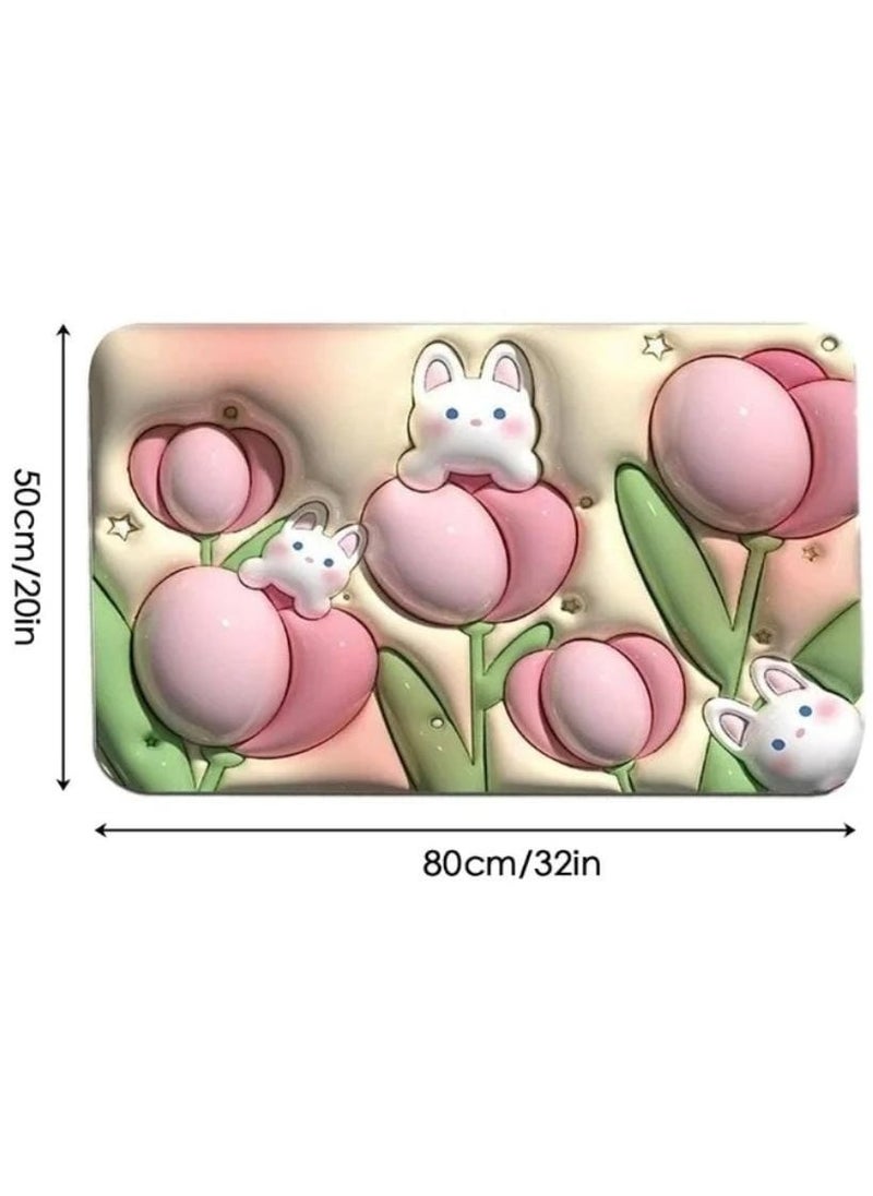 Generic - 3D soft bathroom mat for slipping, shock absorption, made of compressed rubber, water absorption, available in multiple colors and shapes. - Image 1