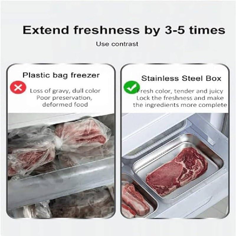 WOX MOX WOX MOX Stainless Steel Food Storage Container with LidsOven Tray Pan Stainless Steel Rectangle Plate with Lid Perfect for Baking CookingPack of 1  - Image 5