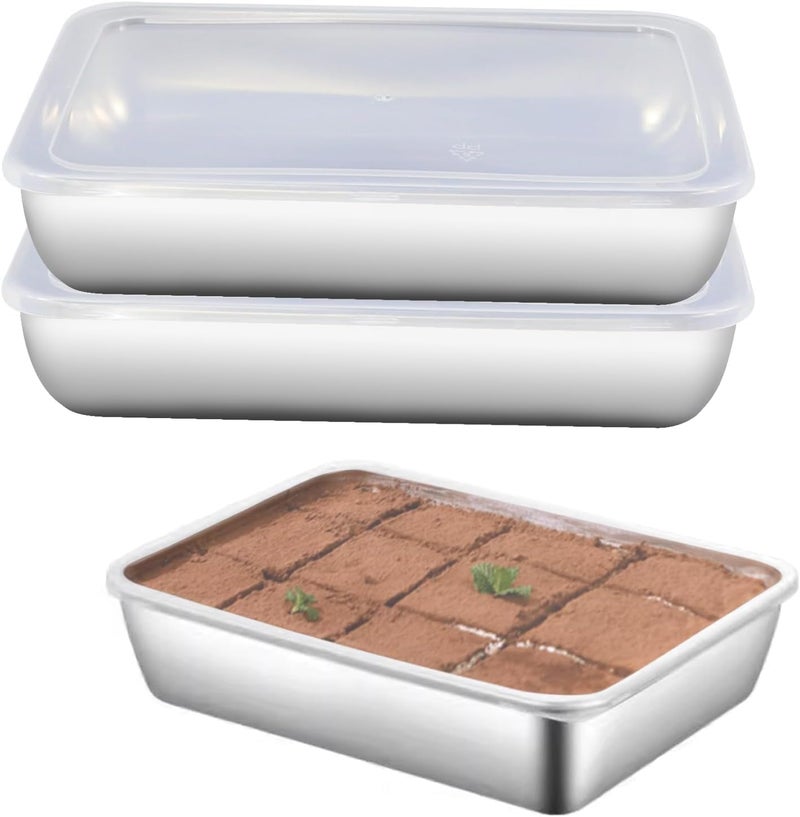 WOX MOX WOX MOX Stainless Steel Food Storage Container with LidsOven Tray Pan Stainless Steel Rectangle Plate with Lid Perfect for Baking CookingPack of 1  - Image 3