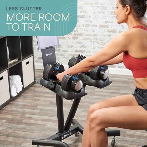 Lifepro Adjustable Dumbbell Stand Rack - Compatible with PowerFlow Plus, PowerUp Plus, and for More Brands- Phone Holder, featured Castors - Home Gym Storage and Convenient Strength Training - Image 4