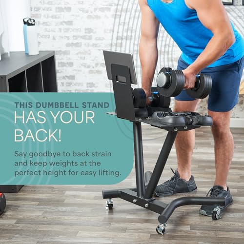 Lifepro Adjustable Dumbbell Stand Rack - Compatible with PowerFlow Plus, PowerUp Plus, and for More Brands- Phone Holder, featured Castors - Home Gym Storage and Convenient Strength Training - Image 2