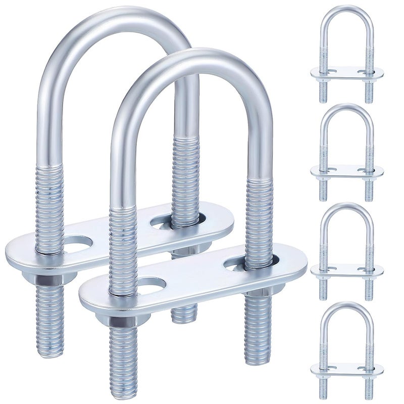 مسامير U من الفولاذ المقاوم للصدأ 6 قطع مشابك أنبوب على شكل U لأجهزة مقطورة السيارات - Image 2