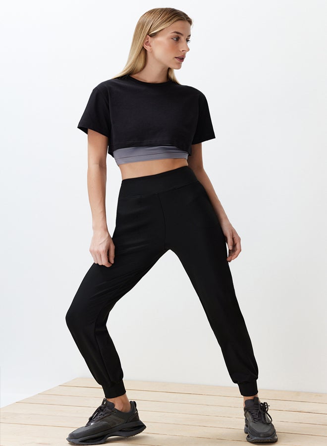 trendyol Black Diving/Scuba Fabric Comfort Fit Knitted Sports Sweatpants THMSS24EA00001 - Image 1