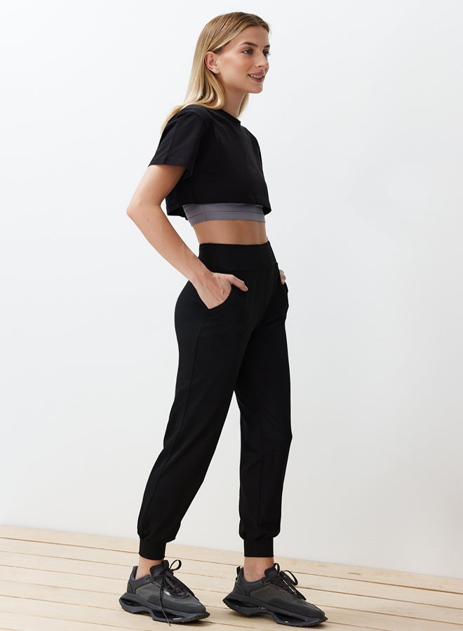 trendyol Black Diving/Scuba Fabric Comfort Fit Knitted Sports Sweatpants THMSS24EA00001 - Image 3