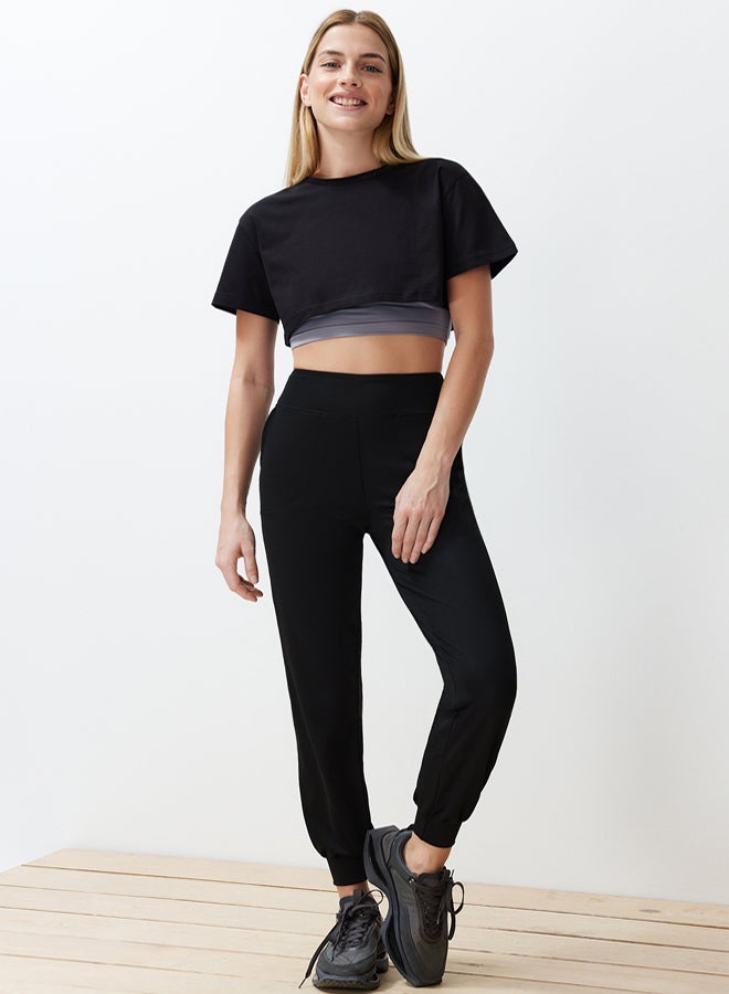 trendyol Black Diving/Scuba Fabric Comfort Fit Knitted Sports Sweatpants THMSS24EA00001 - Image 2