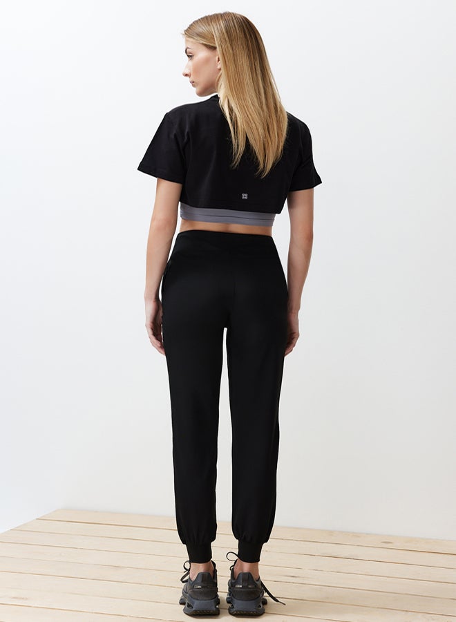 trendyol Black Diving/Scuba Fabric Comfort Fit Knitted Sports Sweatpants THMSS24EA00001 - Image 5