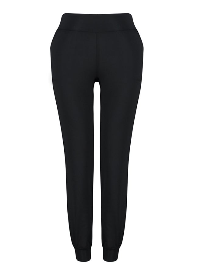 Black Diving/Scuba Fabric Comfort Fit Knitted Sports Sweatpants THMSS24EA00001
