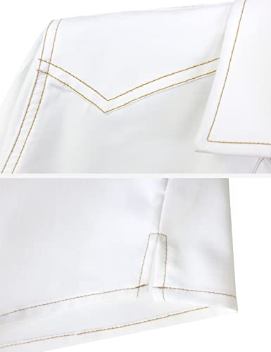 Omoone Women's 3/4 Sleeve Denim Crop Top Tie Knot Shirt Cardigan(0774-White-M) - Image 3