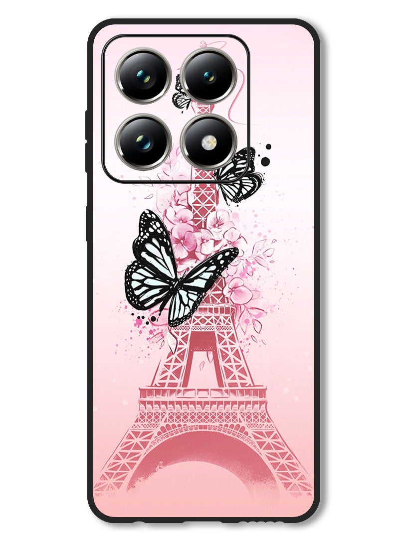Theodor Case Compatible with Xiaomi 14T Pro Protection Shockproof Bumper Cover Black Butterflies - Image 1
