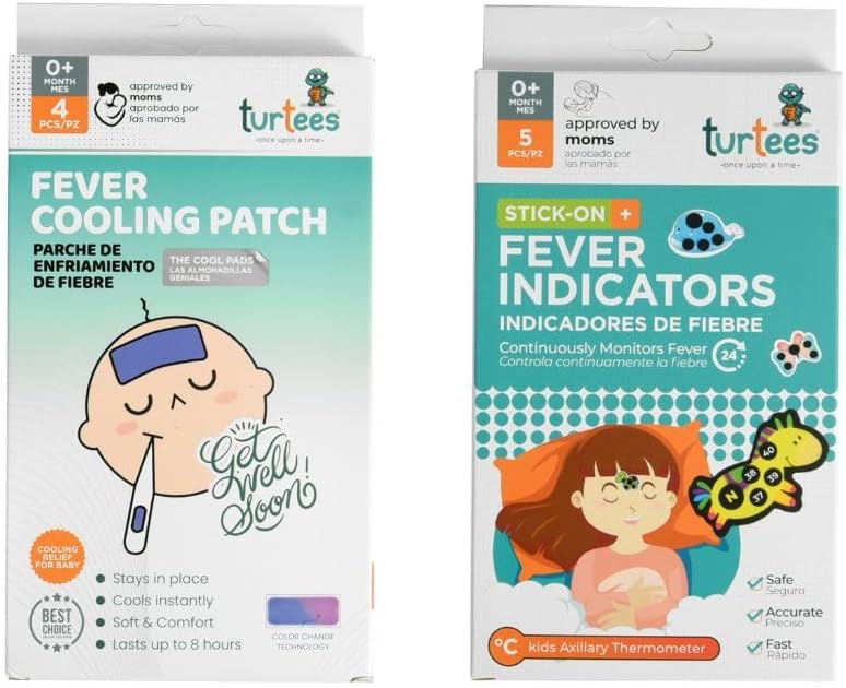 turtees طقم مؤشرات حرارة الأطفال و لاصقات تبريد الحرارة من تورتيز - Image 1