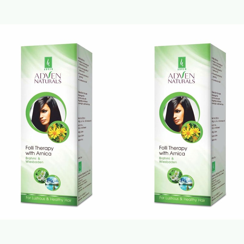 ADVEN NATURALS Medicated Hair Oil Folli Therapy with Arnica Brahmi and Wiesbaden 200ML x 2