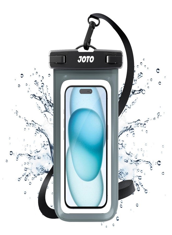 JOTO Up to 7" Universal Waterproof Phone Case for iPhone 17 Air 16 15 14 13 12 11 Plus Pro Max, IPX8 Cellphone Dry Bag XR X SE, Galaxy S23 S22 S21 S20+ S20 S10 Plus Note, Pixel -Grey - Image 1