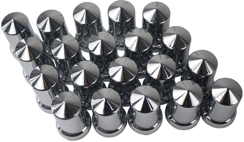 KASONG 33mm Chrome ABS Plastic Lug Nut Covers Caps with Flange Push on Bullet for Semi Truck (20) - Image 2