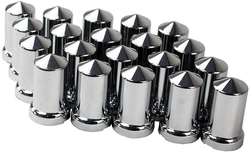 KASONG 33mm Chrome ABS Plastic Lug Nut Covers Caps with Flange Push on Bullet for Semi Truck (20) - Image 1