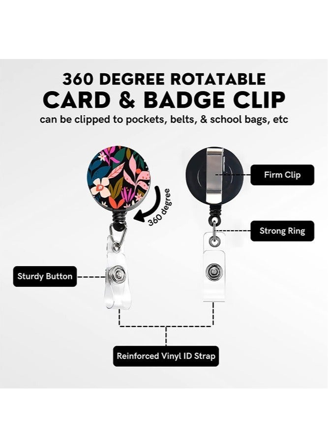 Generic Waterproof Vertical Clear ID Card Holder with Lanyard, Retractable Badge Holders Reels with Lanyards Adjustable, for Work Women Kids Teacher Nurses Doctor Student (Pink Flower)  - Image 4