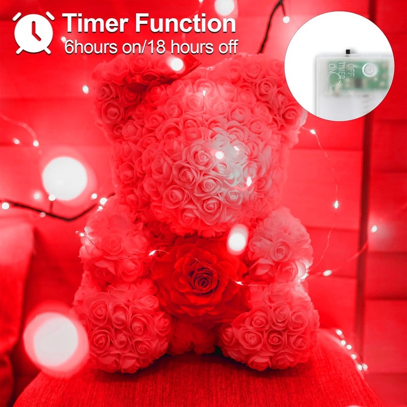 YAOZHOU Christmas Decorations Red Fairy String Lights, Battery Operated with Timer, 2 Pack Total 33FT 100 Led Mini Battery Powered Twinkle Mason Jar Waterproof Firefly Lights DIY Party Halloween - Image 2