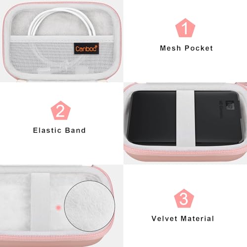 Canboc Hard Drive Carrying Case for Western Digital Elements WD My Passport Canvio Basics Seagate Backup Plus Slim 1TB 2TB 3TB 4TB, External Hard Drive Case, Mesh Bag fits USB Cable, Rose Gold - Image 5