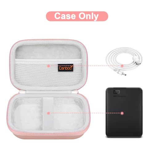 Canboc Hard Drive Carrying Case for Western Digital Elements WD My Passport Canvio Basics Seagate Backup Plus Slim 1TB 2TB 3TB 4TB, External Hard Drive Case, Mesh Bag fits USB Cable, Rose Gold - Image 2