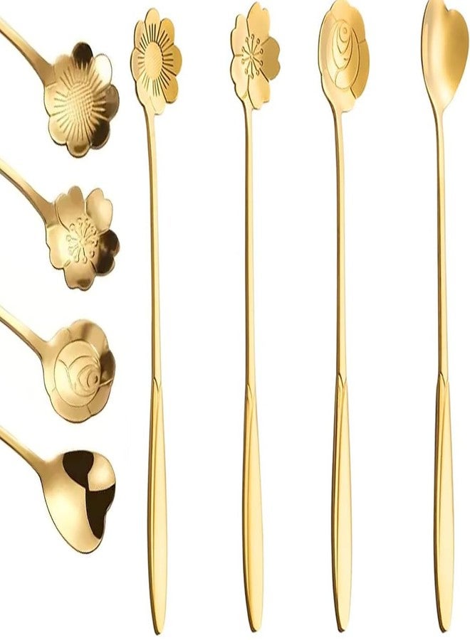 Bitnex 12 Pcs Flower Dessert Spoons,Espresso Spoons Stainless Steel,Flower Spoon Coffee Teaspoon Set,Drink Stirring Spoon for Tea, Cake, Sugar, Dessert, Ice Cream, Cocktail Stirring, Coffee (18cm) - Image 1