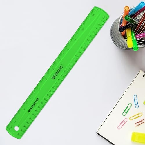 Westcott Shatterproof Ruler, 12-Inch, Green, 16012 - Image 3
