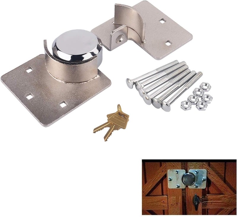 كلاراكو قفل ذو سلسلة مخفية، قفل بمشبك عالي الأمان، قفل رئيسي من الفولاذ الصلب عالي التحمل ومجموعة مفاتيح مع مسامير لقفل باب مرآب الشاحنة - Image 4