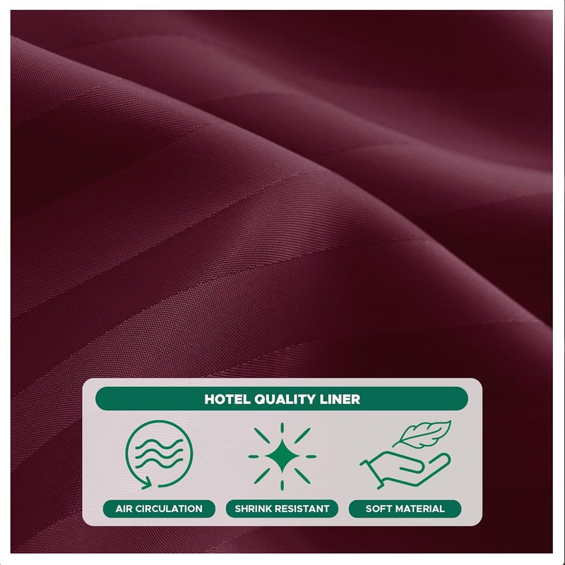Biscaynebay Fabric Shower Curtain or Liner 72" by 72", Burgundy Water Repellent Damask Stripes Bathroom Curtains Machine Washable - Image 5