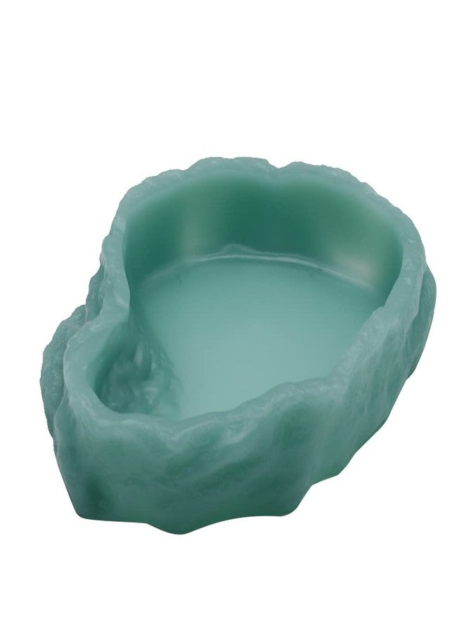 Abustle pig Reptile Water Dish,Resin Reptile Rock Food Feeder Bowl, Water and Food Bowl,Terrarium Decor for Leopard Gecko, Lizard,Spider,Turtle,Scorpion, Chameleon,Hermit Crabs (M, Green-Glow in Dark) - Image 1