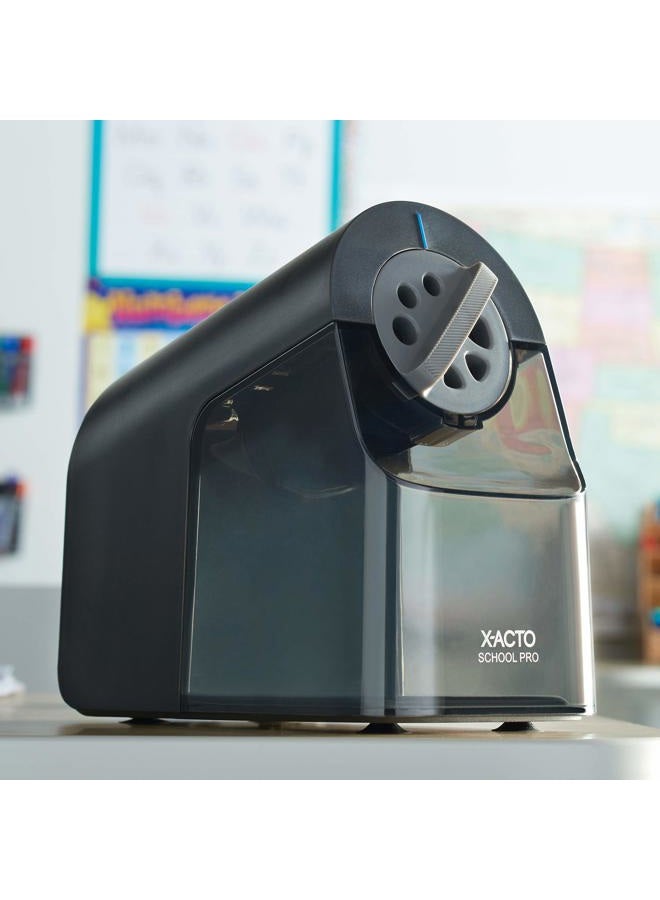 X-ACTO Pencil Sharpener, School Pro Electric Pencil Sharpener, With Six Size Dial, XL Shavings Bin, Black, 1 Count - Heavy Duty, Teacher and School Supplies - Image 5