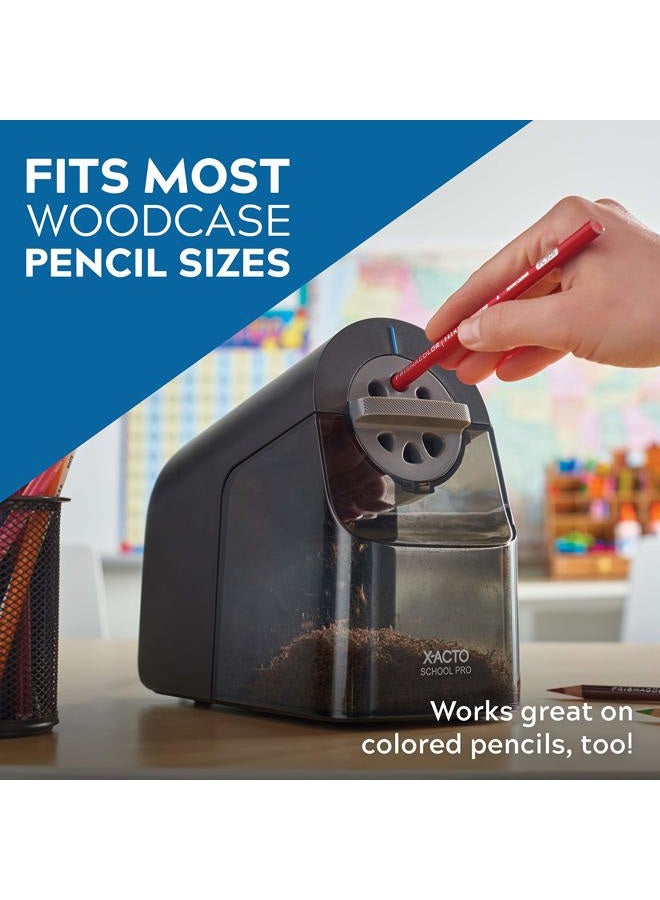 X-ACTO Pencil Sharpener, School Pro Electric Pencil Sharpener, With Six Size Dial, XL Shavings Bin, Black, 1 Count - Heavy Duty, Teacher and School Supplies - Image 4