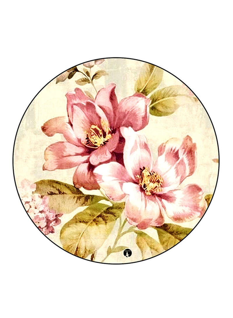 RKN Flowers Printed Mouse Pad  Round  Multicolour
