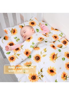 JISEN JISEN 3 Piece Baby Crib Bedding Set for Girls - Soft Floral Crib Comforter Set with Crib Sheet Comforter and Pillowcase Sunflowers  - Image 5